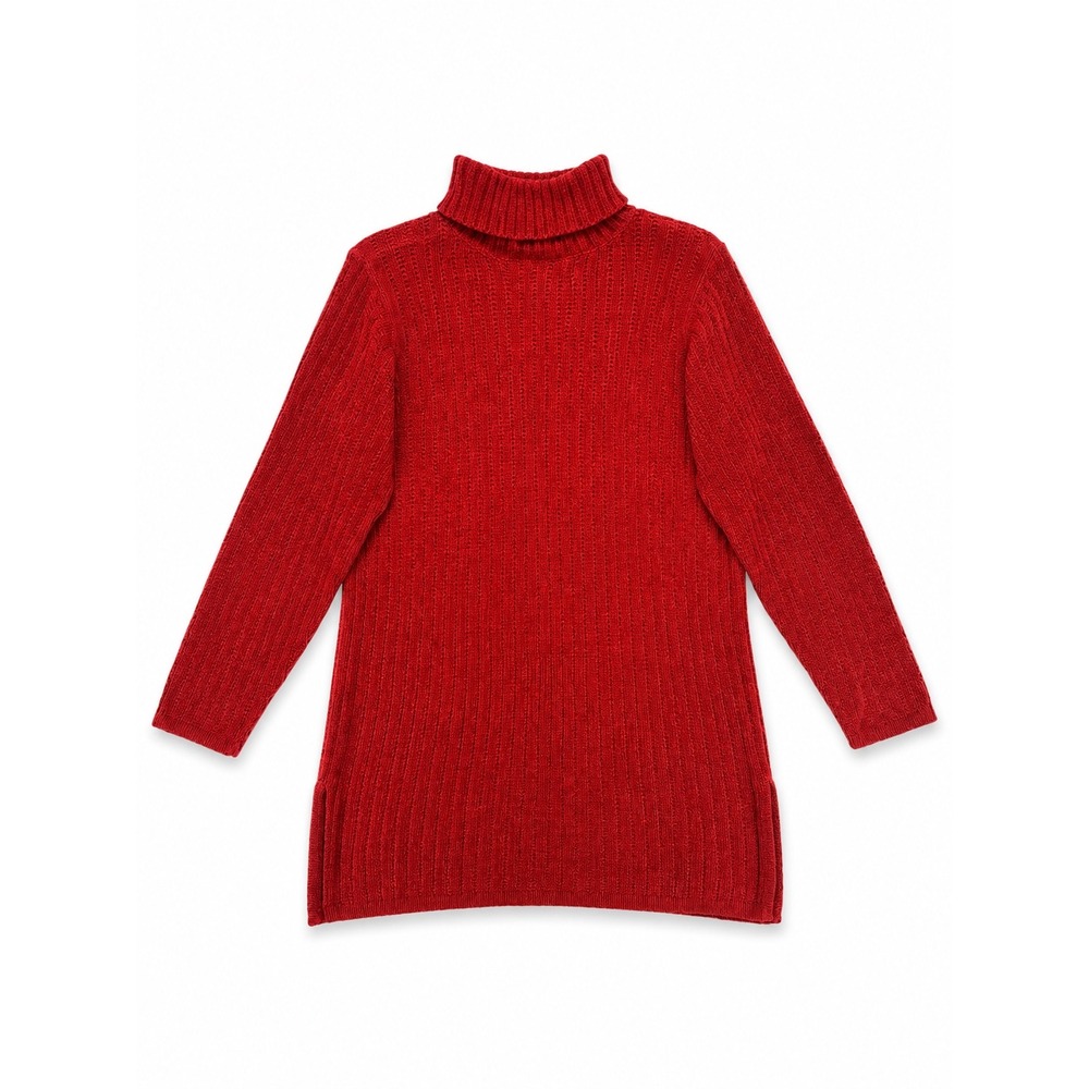 Vintage Express Tricot Red Chenille Turtleneck Sweater Womens S UK Retro Holiday